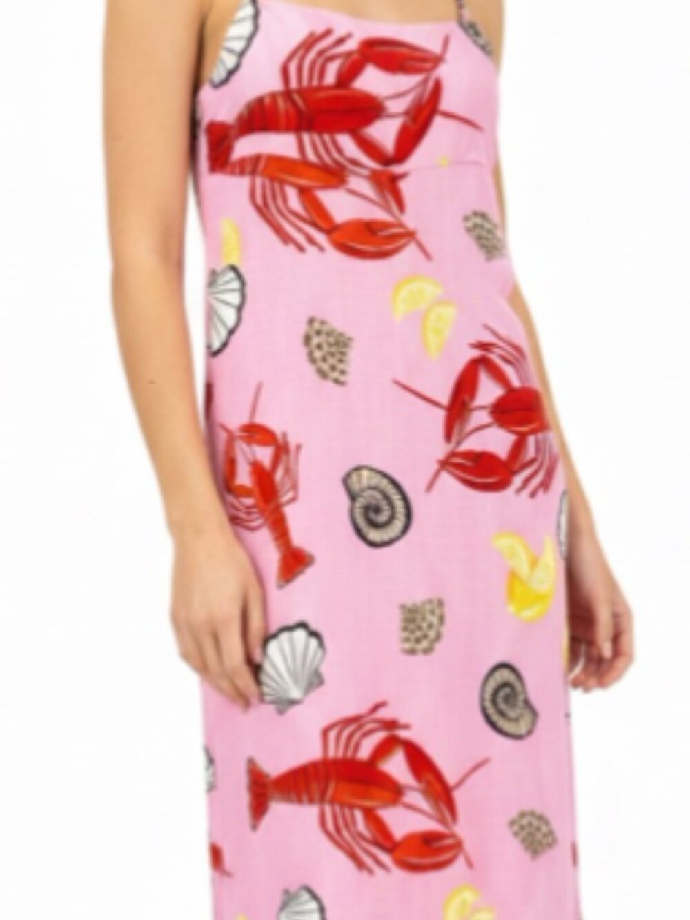 NWT Label of Love "Cove Oceania" Pink Lobster & Shell Midi Dress Size L
